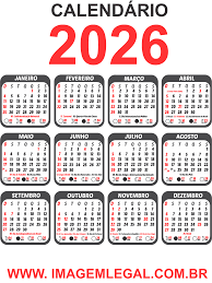 Calendário 2026 de parede